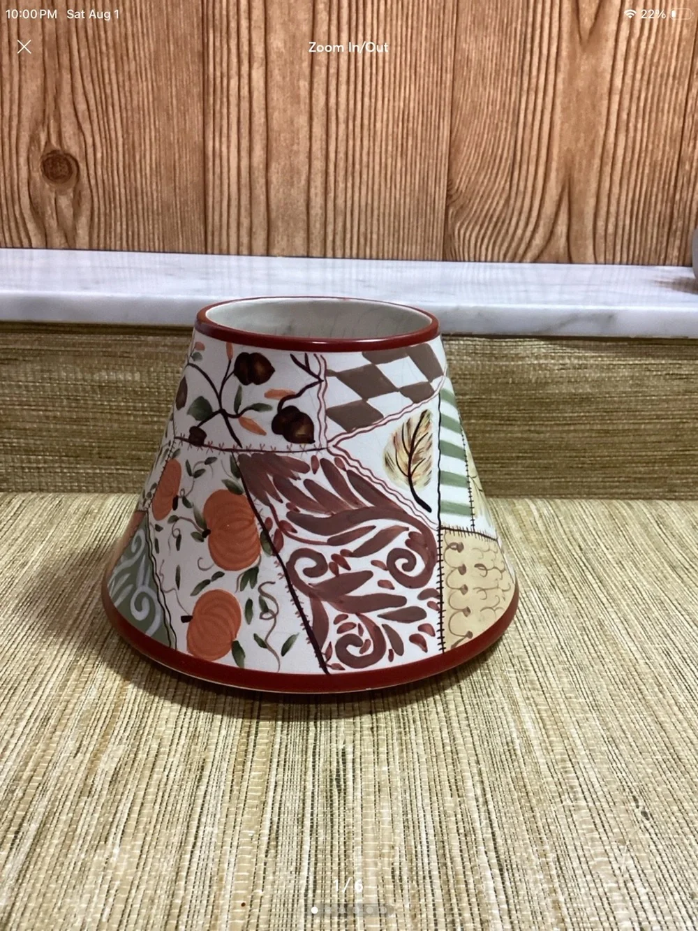 Yankee Candle Decorative Patchwork Ceramic Lamp Shade - Pumpkin Motif